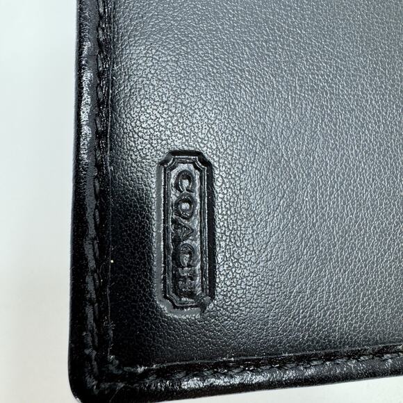 Black Signature Coach Checkbook Cover with Pen Holder - Picture 5 of 7